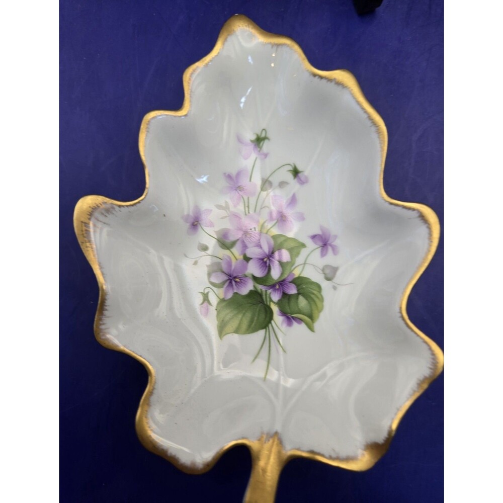 Trinket Dish Chamart Limoges France Hand Painted Violets 1940. B#24 - Picture 4 of 9